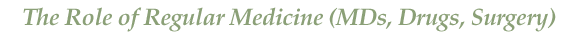 The Role of Regular Medicine (MDs, Drugs, Surgery)